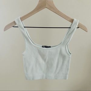 Zara light mint/off white seamless crop top